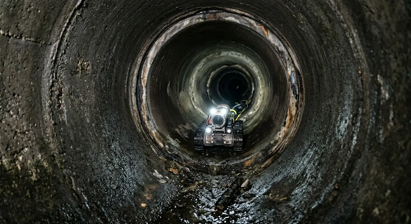 Robotic sewer camera inspecting pipe interior for Sewer Line Repair in The Colony
